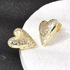 Valentine's Day Brass Clear Cubic Zirconia Stud Earrings for Women&nbsp;EJEW-A162-08G