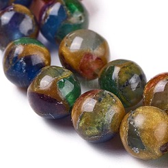 合成ゴールドクリスタルストーンビーズ連売り  染め  ラウンド  カラフル  6mm  穴：1.2mm  約64~65個/連  15.15インチ（38.5cm）&nbsp;G-E551-A06