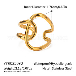 調節可能な304ステンレススチール製カフオープンリング（女性用）  18KGP本金メッキ  内径：17.6mm&nbsp;IL8000