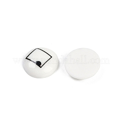 白と黒のフラットラウンドい漫画の樹脂カボション  正方形  13x4mm&nbsp;LS-CRES-Q009-01A