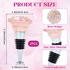 ステンレススチール製ワインボトルストッパー2個  ベースホルダー付き  花  83x46x44.5mm  2個/セット&nbsp;FIND-GF0008-17