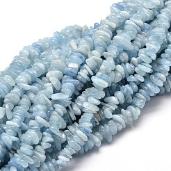 天然アクアマリンチップさざれビーズ連売り  5~14x4~10mm  穴：1mm  約39~40 CM&nbsp;X-G-E271-96