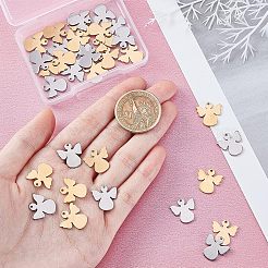 40個2色304ステンレススチールチャーム  レーザー切断  天使  ゴールデン·ステンレス鋼色  15x15x1mm  穴：1.2mm  20個/カラー&nbsp;STAS-UN0028-59