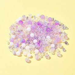 DIY 丸型アクリルビーズブレスレット作成キット  ライラック  6~10x0.8~10mm  穴：1.4~2mm&nbsp;DIY-FS0007-02C