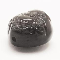 Carved Natural Obsidian Pendants&nbsp;G-G660-46