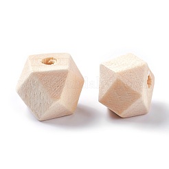 多面的な未完成の木製ビーズ  天然木製ビーズ  ポリゴン  パパイヤホイップ  10x10mm  穴：3~3.6mm&nbsp;WOOD-WH0014-01-A