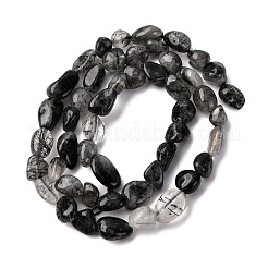 Natural Black Rutilated Quartz Beads Strands&nbsp;G-R445-6x8-18