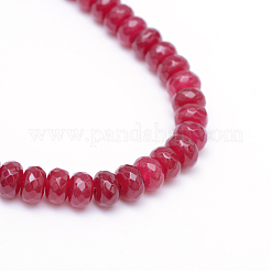 Faceted Rondelle Dyed Natural White Jade Bead Strands&nbsp;X-G-R343-6x8-07
