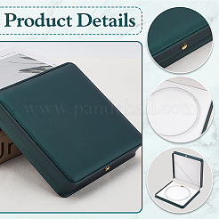 PUレザーネックレス収納ギフトボックス  正方形  濃い緑  18.7x18.7x3.75cm&nbsp;AJEW-WH0502-52