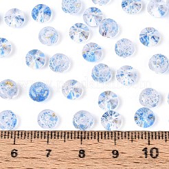 ベーキングペイント透明ガラスビーズ  ロンデル  コーンフラワーブルー  6x3mm  穴：1.2mm  約2368個/ポンド&nbsp;DGLA-T004-07D
