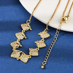 Brass Micro Pave Clear Cubic Zirconia Fruit Bib Necklaces&nbsp;NJEW-F342-01A-G
