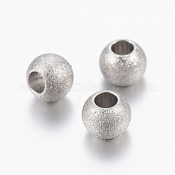 変色しにくい304ステンレススチールのテクスチャビーズ  ロンデル  ステンレス鋼色  4x3mm  穴：2mm&nbsp;STAS-K181-06-01P