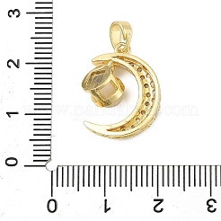 真鍮マイクロパヴェキュービックジルコニアとガラスペンダント  女性のチャーム  ムーン  18.5x13.5x7.5mm  穴：4.5x2.5mm&nbsp;KK-M315-01G-01