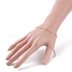 女性用真鍮アズキチェーンブレスレット  ゴールドカラー  7-1/8インチ（18cm）&nbsp;BJEW-JB07898