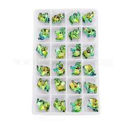 96本の電気メッキガラスビーズ連売り  多面カット  象  緑黄  13x15x7mm  穴：1mm&nbsp;EGLA-T008-027A