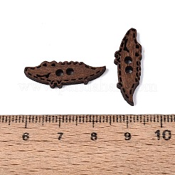 2穴クロコダイルウッドボタン  染め  サドルブラウン  8.5x25x2.5mm  穴：2mm&nbsp;BUTT-Q046-01B
