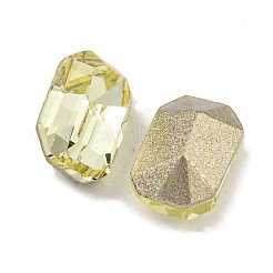ガラスラインストーンカボション  フラットバック＆バックメッキ  多面カット  長方形  黄水仙  6x4x3mm&nbsp;RGLA-L029-18A-213