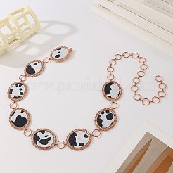 Alloy with Imitation Leather Cow Print Oval Link Chain Waist Belly Chains for Women&nbsp;FS-WGD408C-01