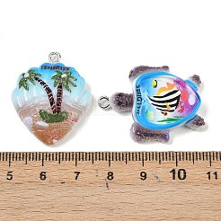 不透明樹脂ペンダント  混合図形  プラチナアイアンループとエナメル  ミックスカラー  23.5~31.5x24~34.5x7~9mm  穴：2mm&nbsp;RESI-D016-03A