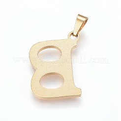 304ステンレススチールペンダントとスタッドピアスジュエリーセット  アルファベット  文字.b  20~23x13~19x1.5mm  穴：6x3mm  6~10x6~9x1mm  ピン：0.8mm&nbsp;SJEW-P099-02G