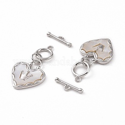 Brass with Shell Toggle Clasps&nbsp;KK-E068-VC164