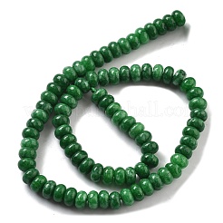天然石ホワイトジェイドビーズ連売り  染め  ロンデル  濃い緑  8x5mm  穴：1mm  約74個/連  15.15インチ（38.5cm）&nbsp;G-E507-01P