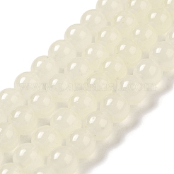 焼き絵用塗料、模造翡翠ガラス、丸ビーズの連  ホワイト  8.5~9mm  穴：1.5mm  約100~105個/連  31.8インチ&nbsp;DGLA-Q021-8mm-01