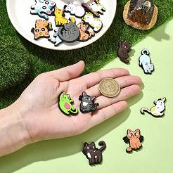 32個 16種類のプラスチックカボション  猫の形  ミックスカラー  17.5~32x17~30x3.5~4mm  2個/スタイル&nbsp;KY-CJ0002-08