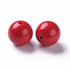 不透明なアクリルビーズ  ラウンド  ファイヤーブリック  20x19mm  穴：3mm&nbsp;LS-X-MACR-S370-C20mm-A14