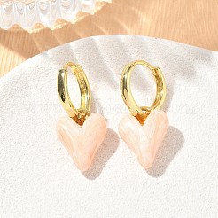 Brass Enamel Dangle Hoop Earrings for Women&nbsp;KK-CBA760A-06G