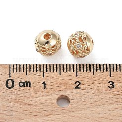 Rack Plating Brass Micro Pave Clear Cubic Zirconia Beads&nbsp;KK-B078-10B-G14
