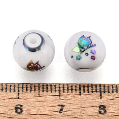 電気メッキガラスビーズ  バタフライ模様でラウンド  マルチカラーメッキ  10mm  穴：1.2mm&nbsp;EGLA-S178-12H
