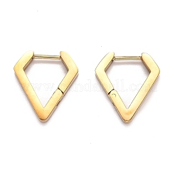 304ステンレススチール製ハギーフープピアス  ダイヤモンド形状  ゴールドカラー  17x15.5x3mm  ピン：1mm&nbsp;STAS-J033-17B-G