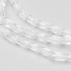 透明ガラスビーズ連売り  多面カット  コラム  透明  5x3mm  穴：0.5mm  約100個/連  19.4インチ&nbsp;EGLA-E046-B01