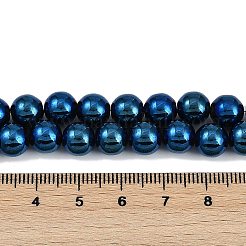 電気めっき合成磁性ヘマタイト ビーズ 連売り  グレードAAA  ラウンド  ブルーメッキ  8mm  穴：1.2mm  約52個/連  16.14''（41センチメートル）&nbsp;G-G174-L01-07