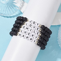 5Pcs 5 Style Glass Round Beaded Braided Bead Bracelets Set&nbsp;BJEW-JB10014