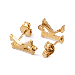 イオンプレーティング（IP）304ステンレススチールスタッドピアス  女性のための  文字k  11x8mm  穴：1mm  ピン：0.7mm&nbsp;FIND-Q103-01K-G