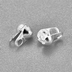 304ステンレススチールボールチープ  カロット終了  クラムシェルノットカバー  銀  4.5x3.5mm  穴：0.5mm&nbsp;X-STAS-P126-06S