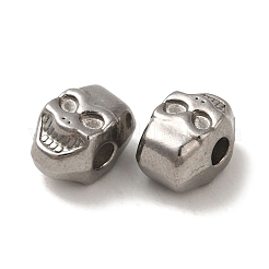 変色しない304ステンレススチールビーズ  スカル  ステンレス鋼色  10x7x6.5mm  穴：2.3mm&nbsp;STAS-K285-52P