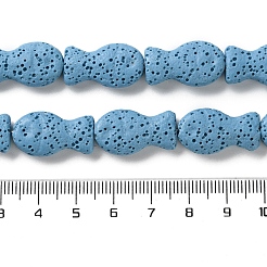 魚で染めた天然の溶岩石ビーズ連売り  ライトスカイブルー  21.5x12x6mm  穴：1.6mm  約19個/連  16.14''（41センチメートル）&nbsp;G-O126-01A-01