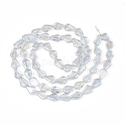 電気メッキガラスビーズセット  ABカラー  ティアドロップ  クリアAB  11x8x3.5mm  穴：0.9mm  約59~61個/連  24.80インチ〜25.59インチ（63~65cm）&nbsp;EGLA-S188-15-B04