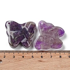 天然石アメジストペンダント  蝶のチャーム  27.5~30x32~34x8mm  穴：2mm&nbsp;G-D087-01F