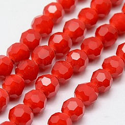 環境に優しいガラスの丸いビーズ連売り  ファセット（32ファセット）  ミックスカラー  4mm  穴：1mm  約88~90個/連  28~30cm&nbsp;EGLA-J042-4mm-M04