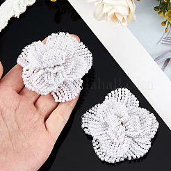 鉄＆ABS模造真珠靴バックルクリップ2個  靴の装飾  花  ホワイト  53x53x25mm&nbsp;DIY-FH0008-23