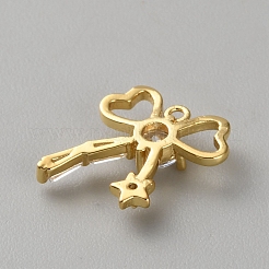 Brass Micro Pave Cubic Zirconia Pendants&nbsp;FIND-WH0817-162G-I