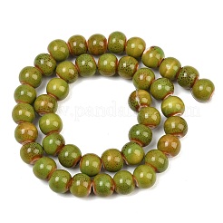 Handmade Fancy Antique Glazed Porcelain Ceramic Round Beads Strands&nbsp;PORC-L019-8mm-10