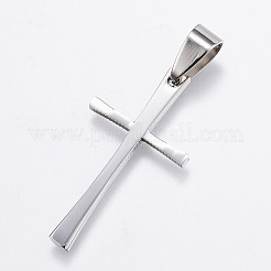 変色しにくい304ステンレススチールペンダント  クロス  ステンレス鋼色  32.5x17x1.5mm  穴：5x9mm&nbsp;STAS-F106-60P
