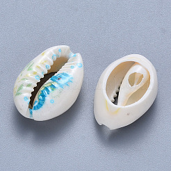 Printed Cowrie Shell Beads&nbsp;SSHEL-T013-01A