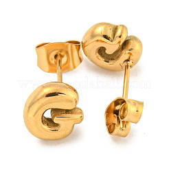 Chunk Letter 304 Stainless Steel Stud Earrings for Women&nbsp;EJEW-G386-01G-G