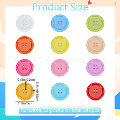240pcs 12 Colors Plastic Button&nbsp;KY-CP0001-01